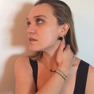 Bundle: Rhinestone Flower studs and adjustable bracelet